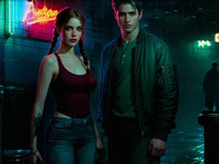 Stable Diffusion V35 Medium generated image for Speakeasy Hidden Tension - Neo Noir