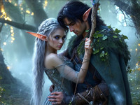 Stable Diffusion V35 Medium generated image for Fantasy Romance in the Whispering Grove - Photorealistic