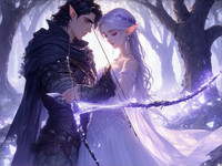 Stable Diffusion V35 Medium generated image for Fantasy Romance in the Whispering Grove - Soft