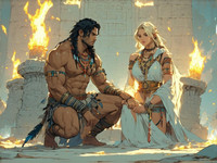 Stable Diffusion V35 Medium generated image for Tribal Guardian's Desire - Soft