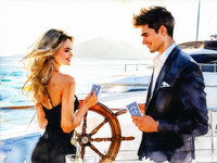 Stable Diffusion V35 Medium generated image for Luxury Yacht Romance - Watercolor