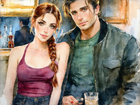 Stable Diffusion V35 Medium generated image for Speakeasy Hidden Tension - Watercolor