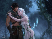 Wan V2.2 A14B generated image for Fantasy Romance in the Whispering Grove - Digital Art