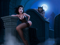 Wan V2.2 A14B generated image for Moonlit Horror-Erotica Blend - Digital Art