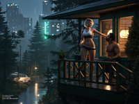 Wan V2.2 A14B generated image for Cabin in the Woods - Neo Noir