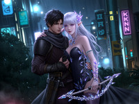 Wan V2.2 A14B generated image for Fantasy Romance in the Whispering Grove - Neo Noir