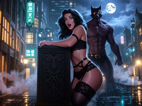 Wan V2.2 A14B generated image for Moonlit Horror-Erotica Blend - Neo Noir