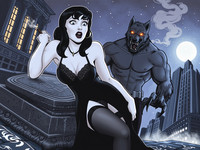 Wan V2.2 A14B generated image for Moonlit Horror-Erotica Blend - Noir Comic