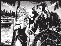 Wan V2.2 A14B generated image for Luxury Yacht Romance - Noir Comic