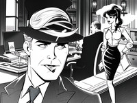 Wan V2.2 A14B generated image for Office Heat Classics - Noir Comic