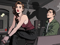 Wan V2.2 A14B generated image for Speakeasy Hidden Tension - Noir Comic