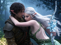 Wan V2.2 A14B generated image for Fantasy Romance in the Whispering Grove - Photorealistic