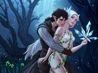 Wan V2.2 A14B generated image for Fantasy Romance in the Whispering Grove - Pin-Up
