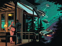 Wan V2.2 A14B generated image for Cabin in the Woods - Retro Sci-Fi