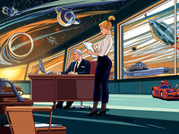 Wan V2.2 A14B generated image for Office Heat Classics - Retro Sci-Fi