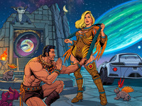 Wan V2.2 A14B generated image for Tribal Guardian's Desire - Retro Sci-Fi