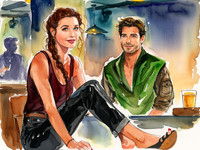 Wan V2.2 A14B generated image for Speakeasy Hidden Tension - Watercolor