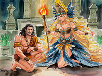 Wan V2.2 A14B generated image for Tribal Guardian's Desire - Watercolor