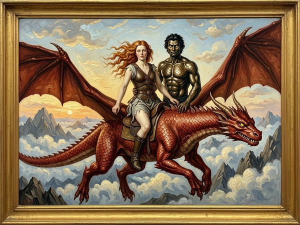 Wan V2.7 (NSFW) — Dragonrider at Dawn — Oil Painting