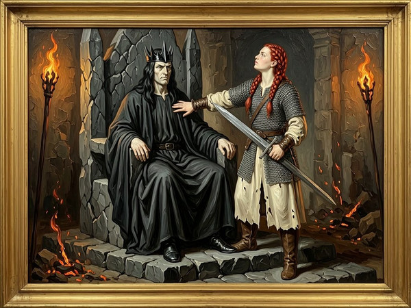 Wan V2.7 (NSFW) — The Shieldmaiden and the Dark Lord — Oil Painting
