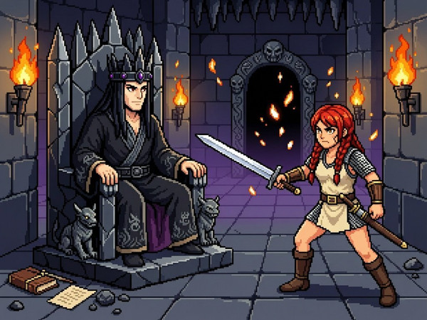 Wan V2.7 (NSFW) — The Shieldmaiden and the Dark Lord — Pixel Art