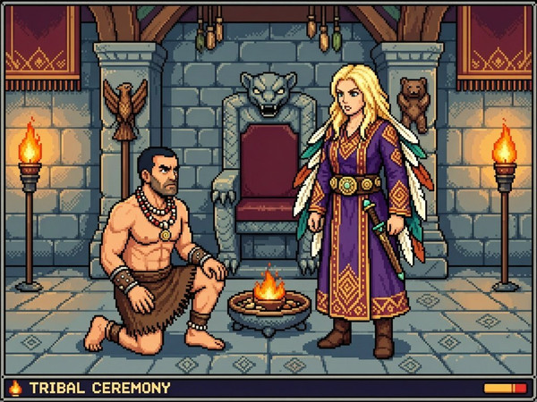 Wan V2.7 (NSFW) — Tribal Guardian's Desire — Pixel Art
