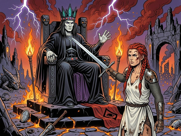 Wan V2.7 (NSFW) — The Shieldmaiden and the Dark Lord — Retro Sci-Fi