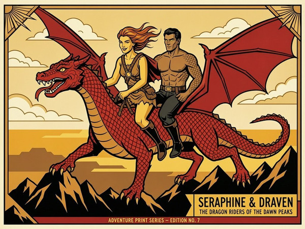 Wan V2.7 (NSFW) — Dragonrider at Dawn — Vintage Poster
