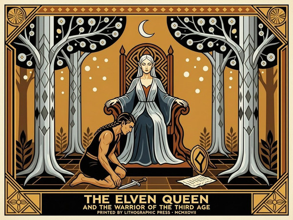 Wan V2.7 (NSFW) — The Elven Queen's Champion — Vintage Poster