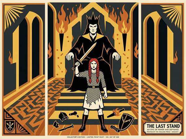 Wan V2.7 (NSFW) — The Shieldmaiden and the Dark Lord — Vintage Poster