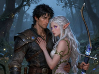 Z-Image Turbo generated image for Fantasy Romance in the Whispering Grove - Digital Art