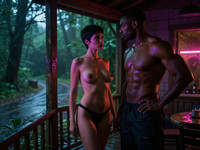 Z-Image Turbo generated image for Cabin in the Woods - Neo Noir