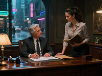 Z-Image Turbo generated image for Office Heat Classics - Neo Noir