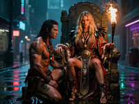 Z-Image Turbo generated image for Tribal Guardian's Desire - Neo Noir