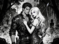 Z-Image Turbo generated image for Fantasy Romance in the Whispering Grove - Noir Comic