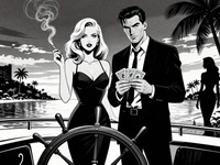 Z-Image Turbo generated image for Luxury Yacht Romance - Noir Comic