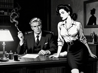 Z-Image Turbo generated image for Office Heat Classics - Noir Comic