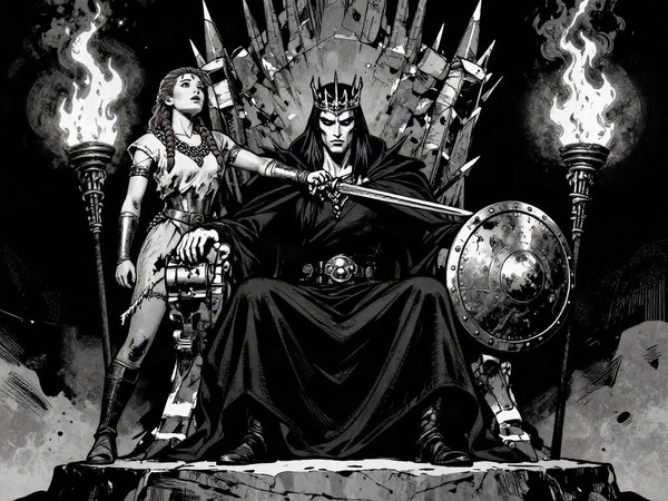 Z-Image Turbo — The Shieldmaiden and the Dark Lord — Noir Comic