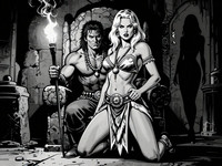 Z-Image Turbo generated image for Tribal Guardian's Desire - Noir Comic