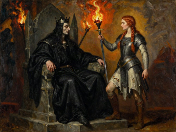 Z-Image Turbo — The Shieldmaiden and the Dark Lord — Oil Painting