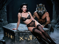 Z-Image Turbo generated image for Moonlit Horror-Erotica Blend - Pin-Up