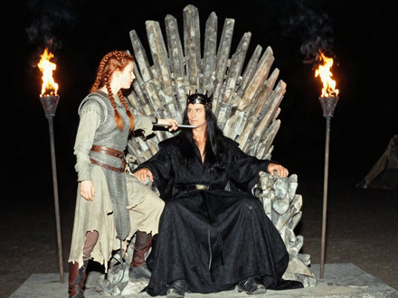 The Shieldmaiden and the Dark Lord — Polaroid — Z-Image Turbo