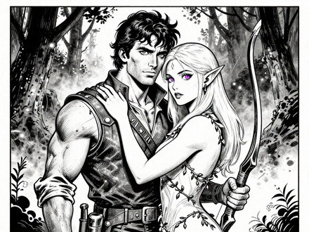 Fantasy Romance in the Whispering Grove — Pulp Ink — Z-Image Turbo