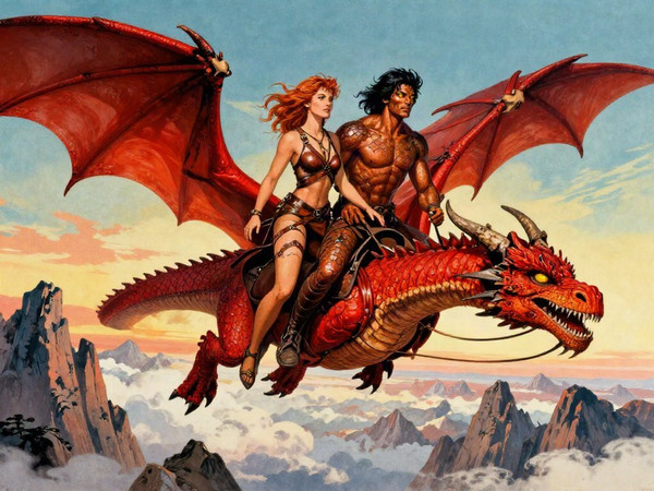Z-Image Turbo — Dragonrider at Dawn — Retro Sci-Fi