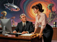 Z-Image Turbo generated image for Office Heat Classics - Retro Sci-Fi