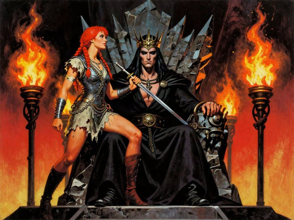 Z-Image Turbo — The Shieldmaiden and the Dark Lord — Retro Sci-Fi