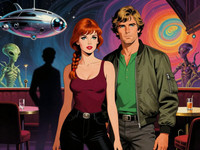 Z-Image Turbo generated image for Speakeasy Hidden Tension - Retro Sci-Fi