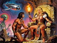 Z-Image Turbo generated image for Tribal Guardian's Desire - Retro Sci-Fi