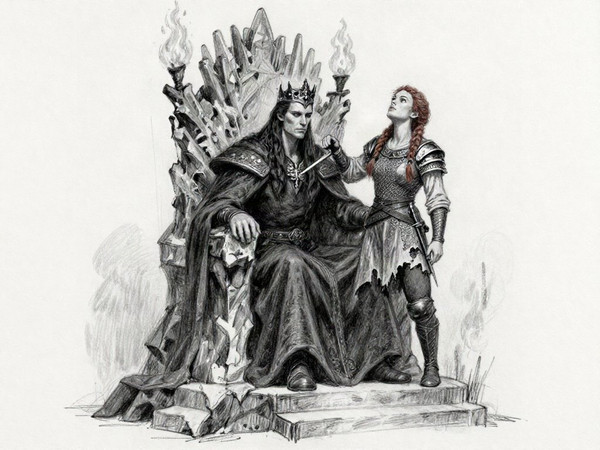 Z-Image Turbo — The Shieldmaiden and the Dark Lord — Sketch
