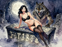 Z-Image Turbo generated image for Moonlit Horror-Erotica Blend - Watercolor